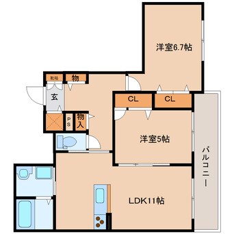 間取図 奈良線/平城山駅 徒歩3分 3階 築12年