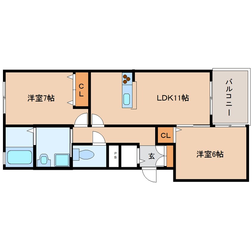 間取図 奈良線/平城山駅 徒歩3分 1階 築12年