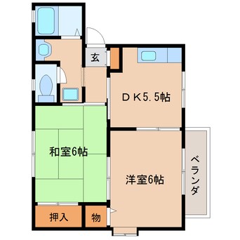 間取図 奈良線/平城山駅 徒歩8分 2階 築28年