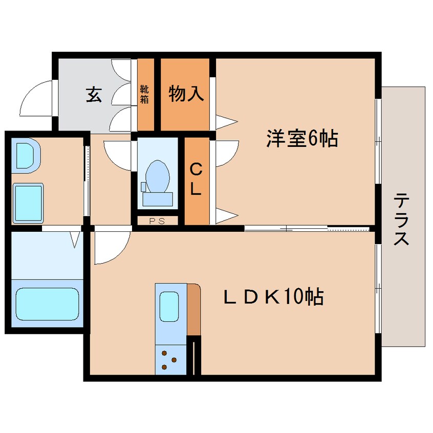 間取図 大和路線・関西本線/木津駅 徒歩18分 1階 築9年