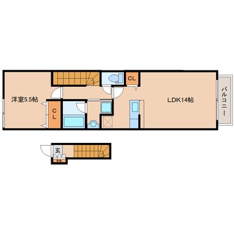 間取図 近鉄難波線・奈良線/新大宮駅 徒歩17分 2階 築17年