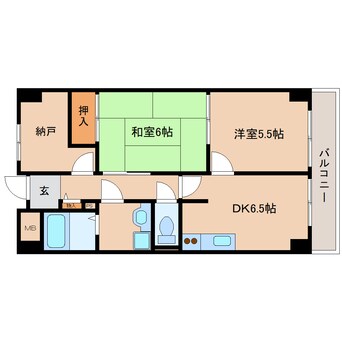 間取図 近鉄難波線・奈良線/新大宮駅 徒歩6分 2階 築34年