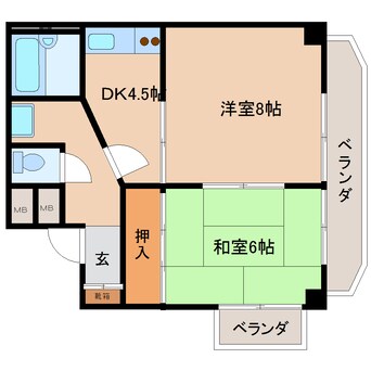 間取図 大和路線・関西本線/奈良駅 バス13分北ノ庄下車:停歩1分 3階 築34年