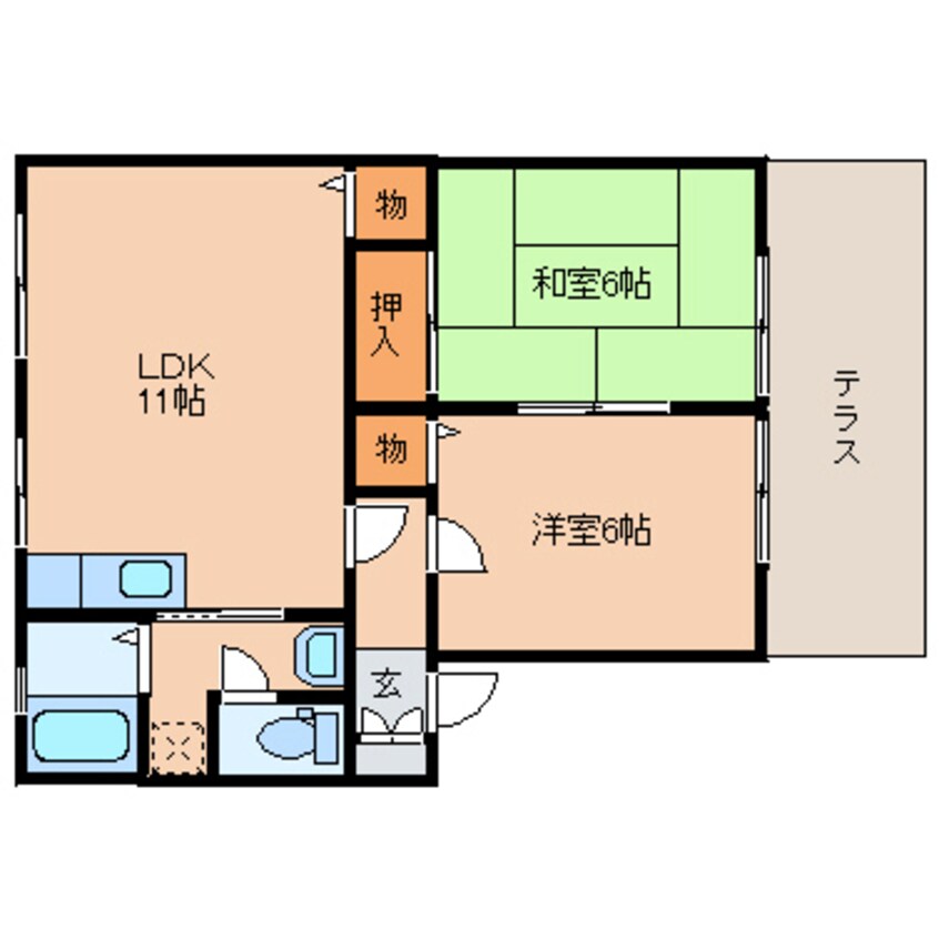 間取図 近鉄難波線・奈良線/近鉄奈良駅 バス15分木津南ソレイユ下車:停歩5分 1階 築26年