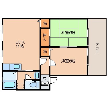 間取り図 近鉄難波線・奈良線/近鉄奈良駅 バス15分木津南ソレイユ下車:停歩5分 1階 築26年