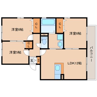 間取図 近鉄難波線・奈良線/近鉄奈良駅 バス15分木津南ソレイユ下車:停歩8分 3階 築22年