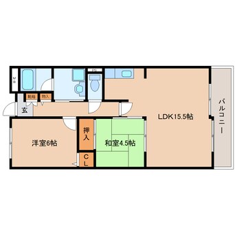 間取図 大和路線・関西本線/奈良駅 徒歩5分 4階 築28年