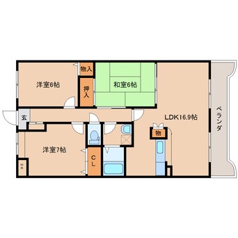 間取図 大和路線・関西本線/奈良駅 徒歩13分 3階 築21年