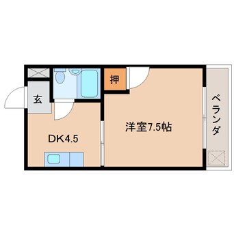 間取図 近鉄難波線・奈良線/近鉄奈良駅 徒歩14分 2階 築37年