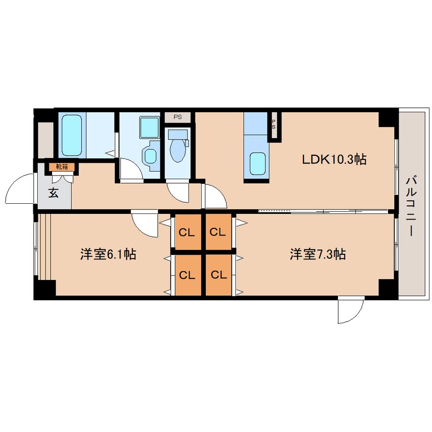 間取図 近鉄難波線・奈良線/新大宮駅 徒歩11分 3階 築15年