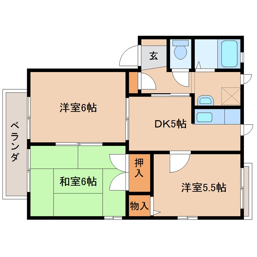 間取図 近鉄難波線・奈良線/近鉄奈良駅 バス15分木津南ソレイユ下車:停歩5分 2階 築25年