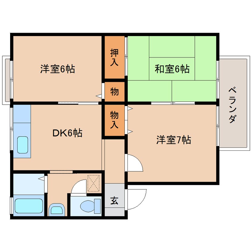 間取図 近鉄難波線・奈良線/近鉄奈良駅 バス13分梅美台小学校下車:停歩4分 1階 築26年