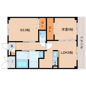 間取図 近鉄難波線・奈良線/近鉄奈良駅 バス10分高畑住宅停下車:停歩2分 3階 築10年