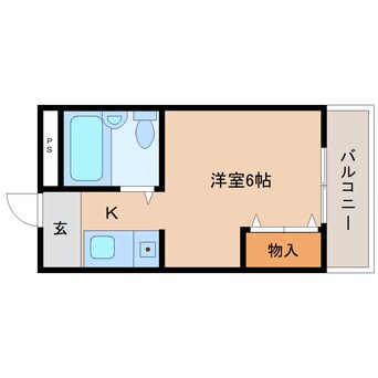 間取図 桜井線<万葉まほろば線>/京終駅 徒歩8分 3階 築36年