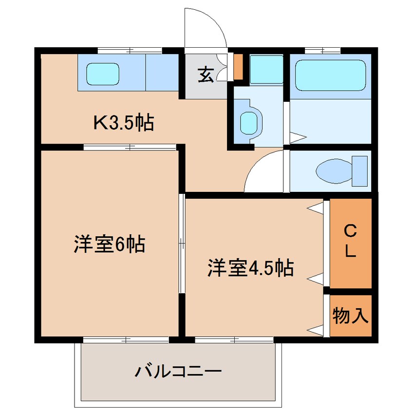 間取図 近鉄難波線・奈良線/近鉄奈良駅 徒歩17分 1階 築26年