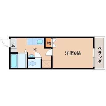 間取図 近鉄難波線・奈良線/近鉄奈良駅 徒歩9分 1階 築36年