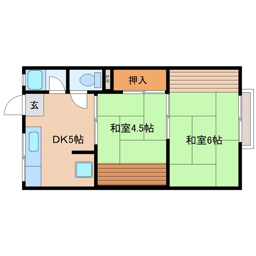 間取図 大和路線・関西本線/奈良駅 バス9分北神殿下車:停歩5分 1階 築47年