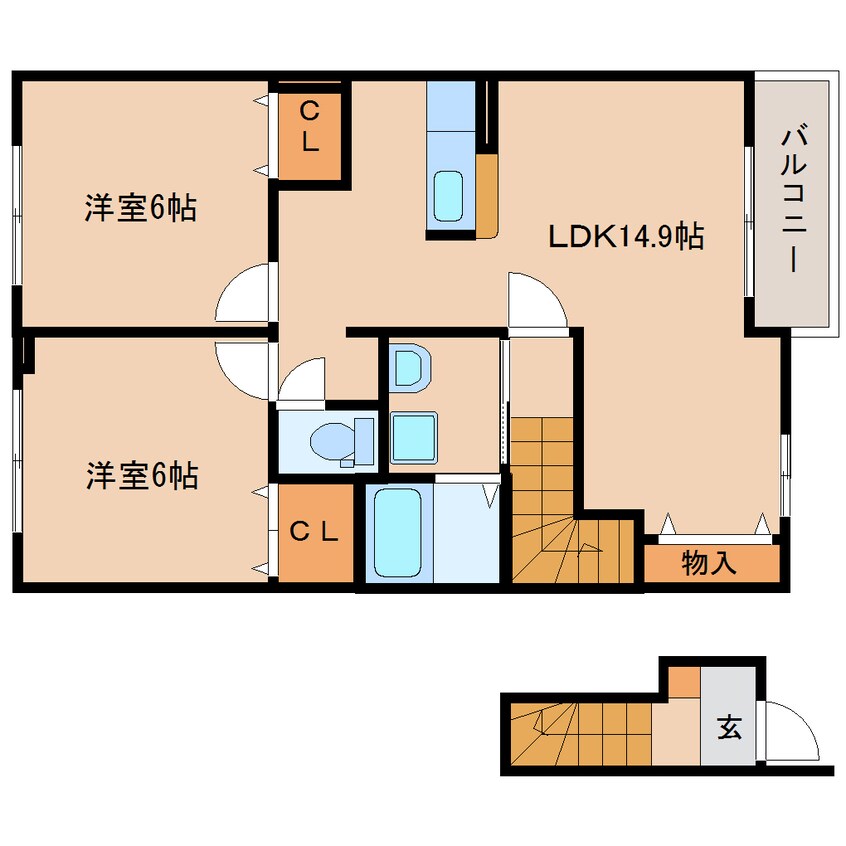 間取図 大和路線・関西本線/加茂駅 徒歩5分 2階 築9年