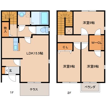 間取図 近鉄難波線・奈良線/近鉄奈良駅 バス15分木津南ソレイユ下車:停歩8分 1階 築16年