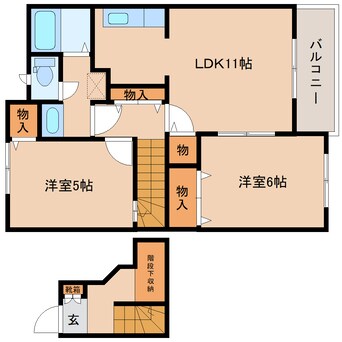 間取図 近鉄難波線・奈良線/近鉄奈良駅 バス17分州見台７丁目下車:停歩8分 2階 築21年