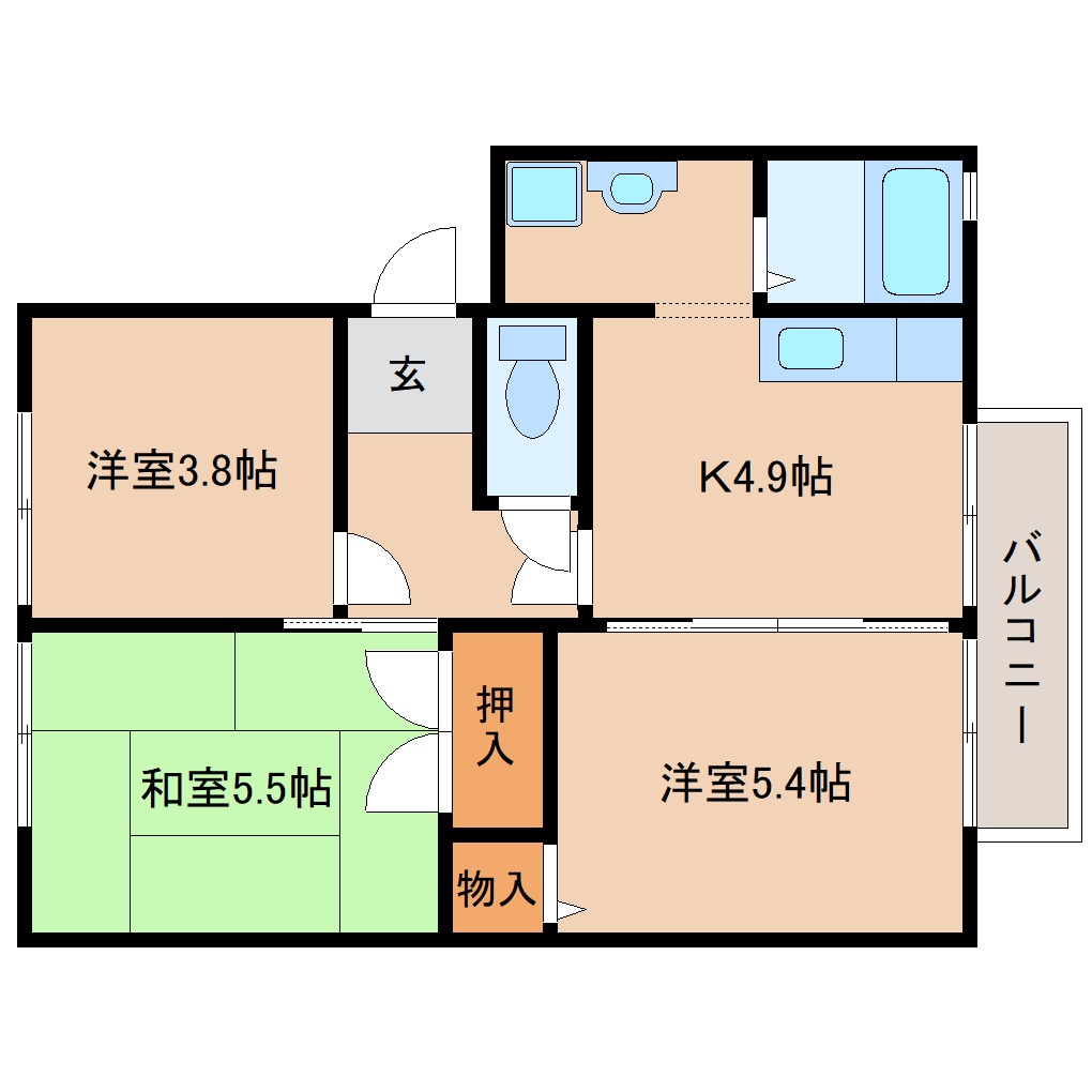 間取り図 近鉄難波線・奈良線/近鉄奈良駅 バス10分奈良佐保女子短大前下車:停歩3分 2階 築26年