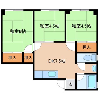 間取図 近鉄難波線・奈良線/近鉄奈良駅 徒歩17分 4階 築56年