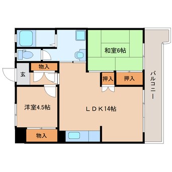 間取図 大和路線・関西本線/奈良駅 徒歩8分 3階 築45年