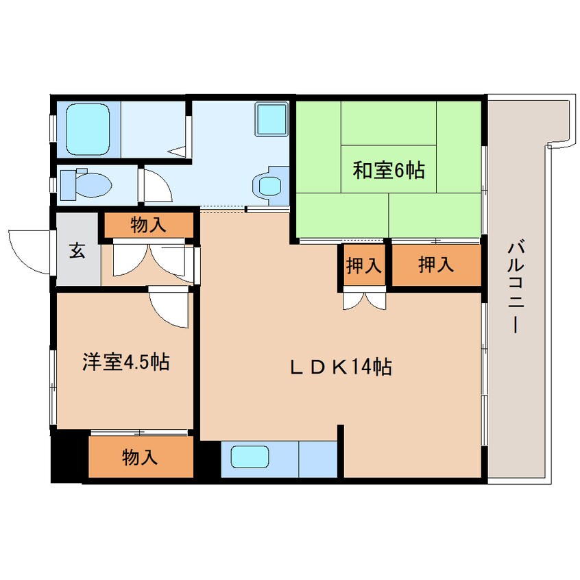 間取図 大和路線・関西本線/奈良駅 徒歩8分 3階 築45年