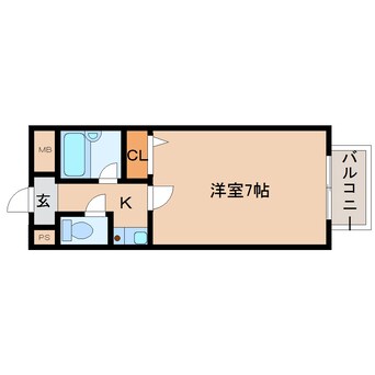 間取図 桜井線<万葉まほろば線>/京終駅 徒歩9分 1階 築27年