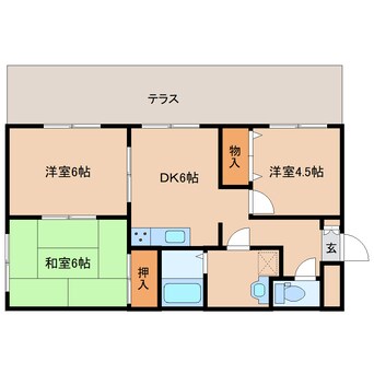 間取図 奈良線/平城山駅 徒歩1分 1階 築28年