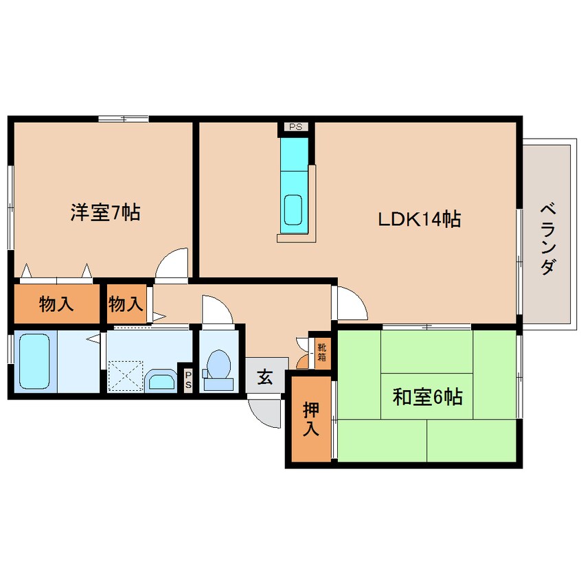 間取図 近鉄難波線・奈良線/近鉄奈良駅 バス10分南方町下車:停歩2分 2階 築20年