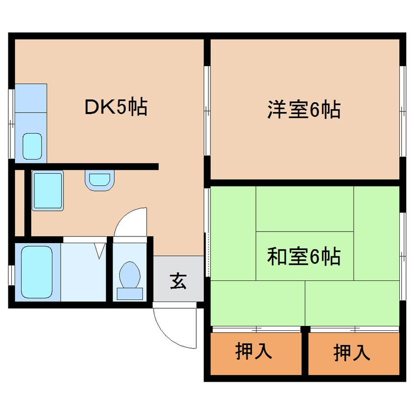 間取図 奈良線/木津駅 徒歩15分 1階 築32年