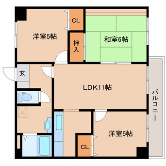間取図 近鉄難波線・奈良線/新大宮駅 徒歩3分 6階 築29年