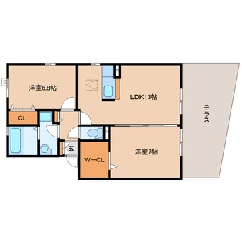 間取図 近鉄難波線・奈良線/近鉄奈良駅 バス14分梅美台小学校下車:停歩6分 1階 築21年