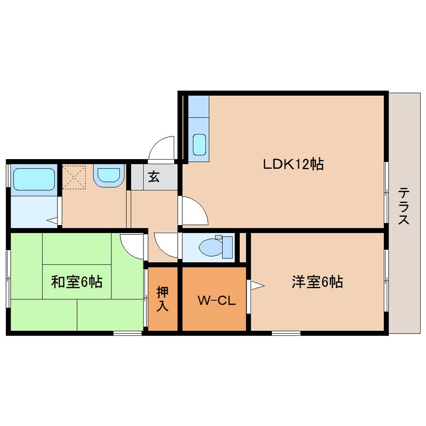 間取図 近鉄難波線・奈良線/近鉄奈良駅 バス15分木津南ソレイユ下車:停歩10分 1階 築22年