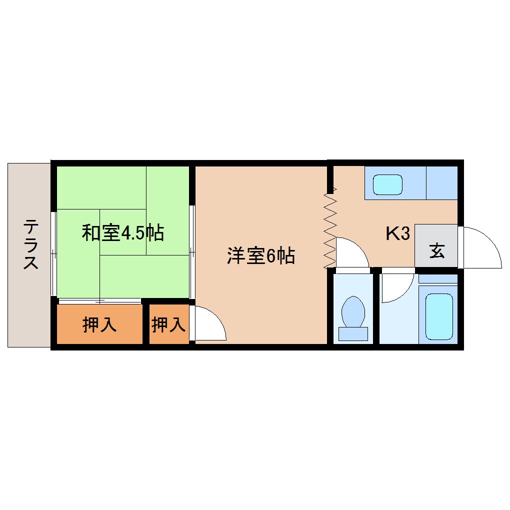 間取り図 近鉄難波線・奈良線/新大宮駅 徒歩3分 1階 築41年