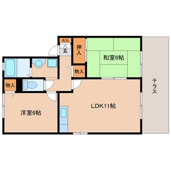 間取図 大和路線・関西本線/奈良駅 バス10分永井町下車:停歩6分 1階 築26年