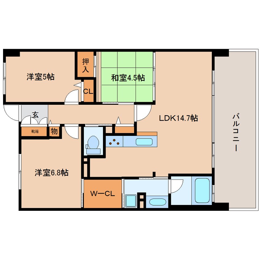 間取図 近鉄難波線・奈良線/近鉄奈良駅 徒歩22分 3階 築16年