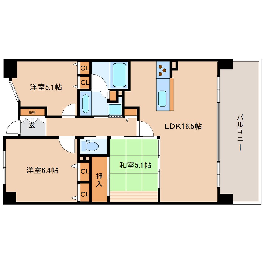 間取図 近鉄難波線・奈良線/近鉄奈良駅 徒歩22分 2階 築16年