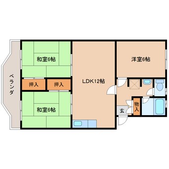 間取図 近鉄難波線・奈良線/新大宮駅 徒歩13分 3階 築40年