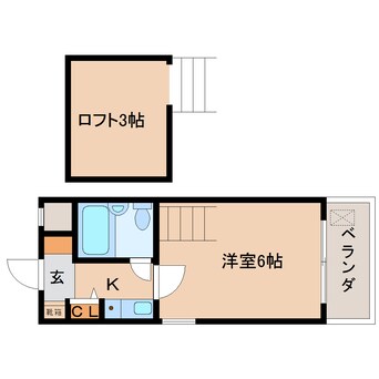 間取図 近鉄難波線・奈良線/近鉄奈良駅 徒歩18分 2階 築37年