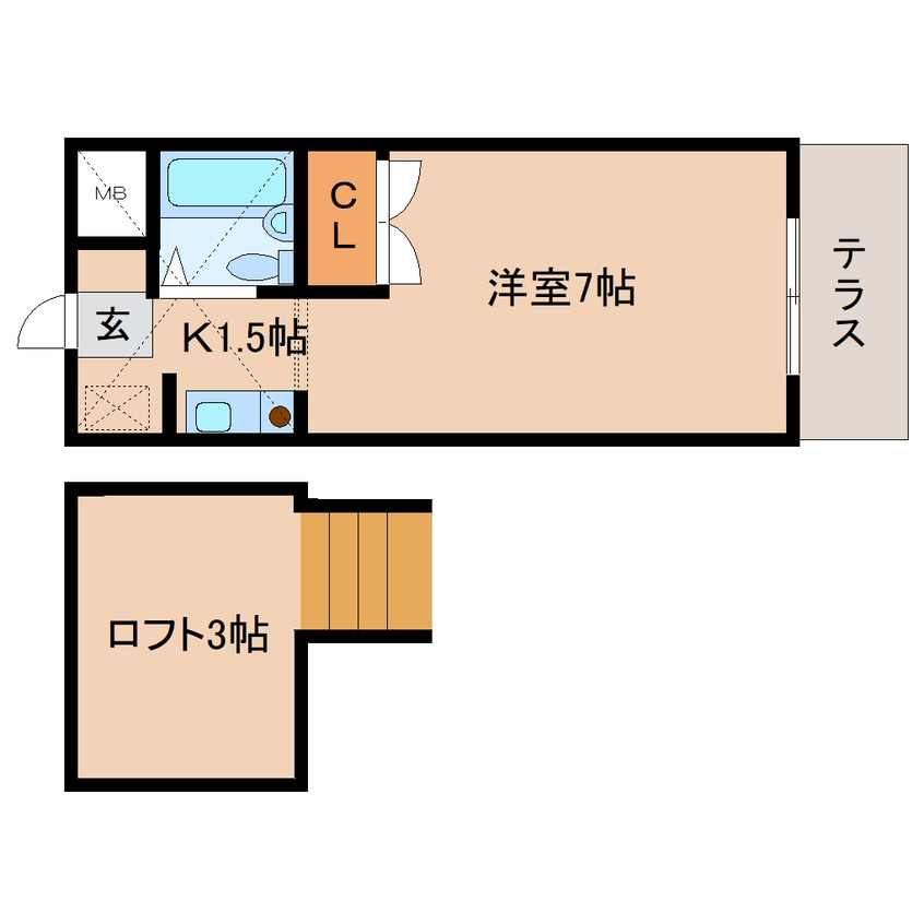 間取図 近鉄難波線・奈良線/近鉄奈良駅 バス10分南方下車:停歩5分 1階 築35年
