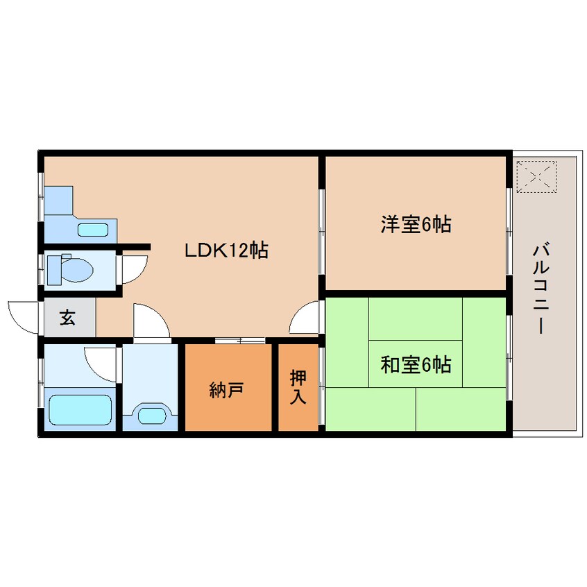 間取図 近鉄難波線・奈良線/近鉄奈良駅 徒歩4分 2階 築43年