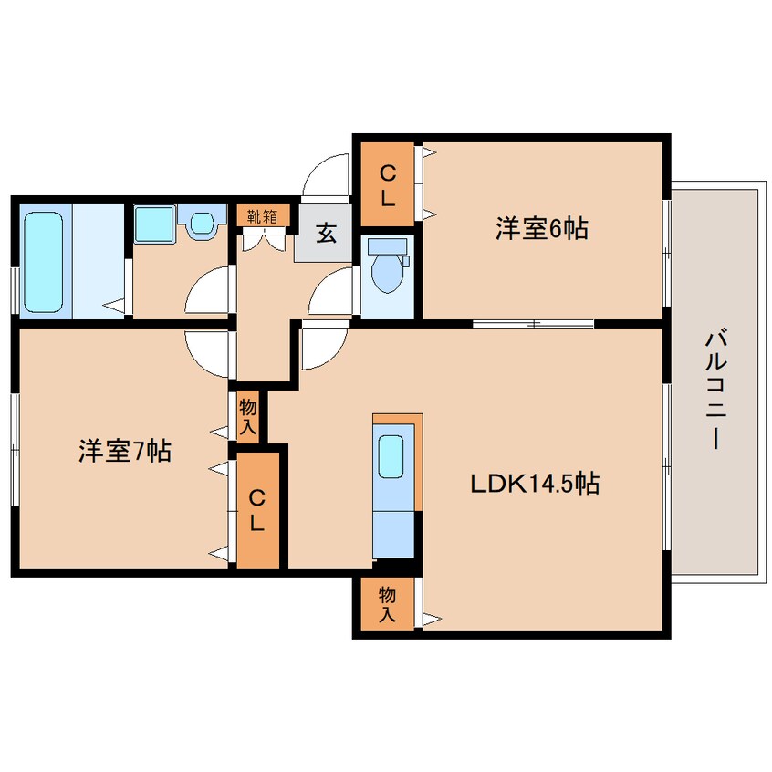 間取図 大和路線・関西本線/奈良駅 バス8分南京終町下車:停歩3分 2階 築20年