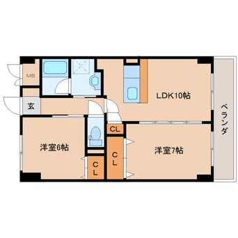 間取図 大和路線・関西本線/奈良駅 徒歩11分 2階 築13年