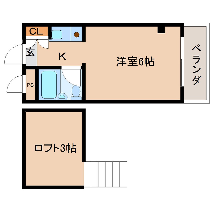 間取図 大和路線・関西本線/奈良駅 徒歩10分 3階 築35年