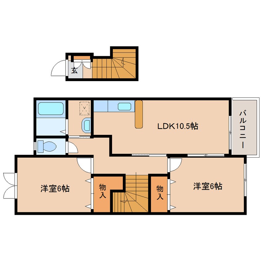 間取図 大和路線・関西本線/奈良駅 バス12分辰市農協下車:停歩3分 2階 築19年