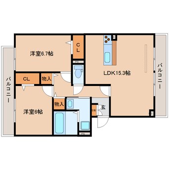 間取図 近鉄難波線・奈良線/近鉄奈良駅 バス25分州見台8丁目下車:停歩4分 2階 築14年