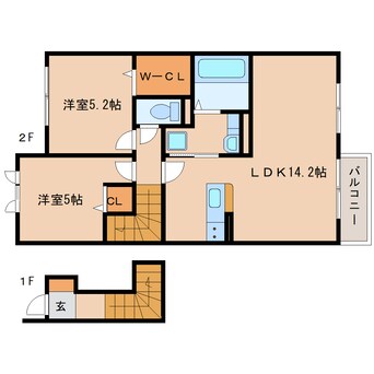 間取図 大和路線・関西本線/奈良駅 徒歩9分 2階 築10年