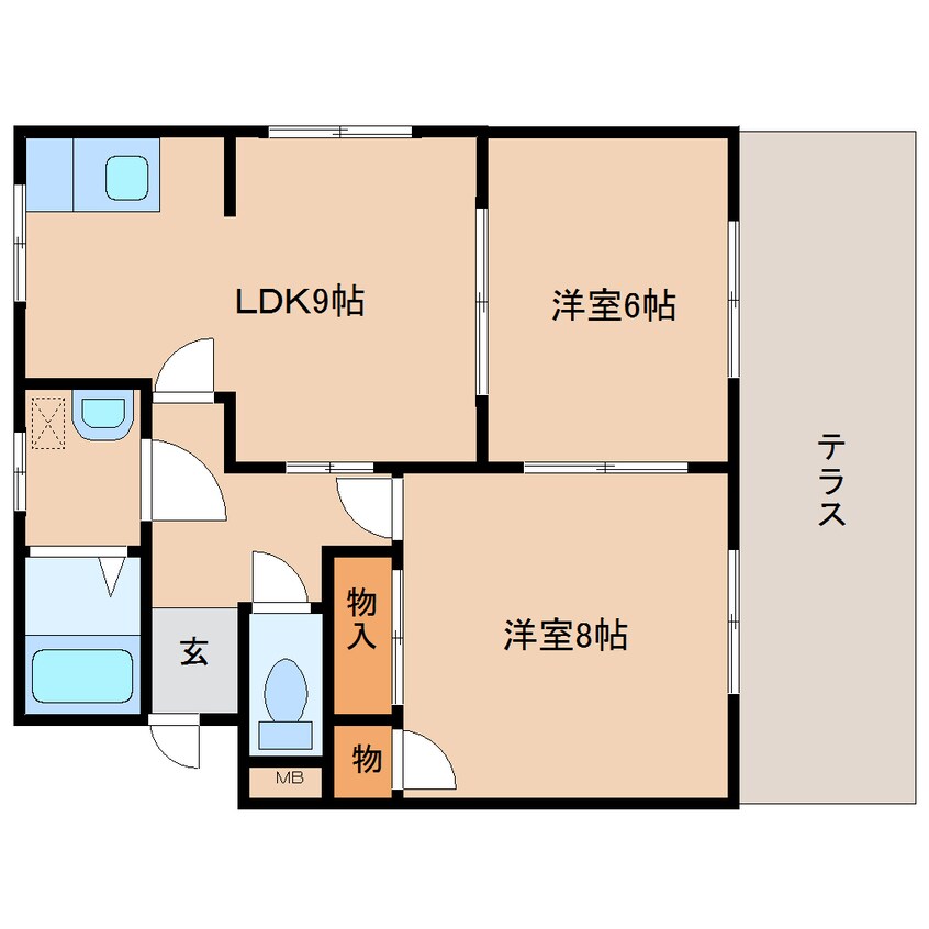 間取図 近鉄難波線・奈良線/近鉄奈良駅 徒歩7分 1階 築36年